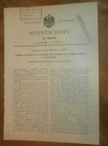 original Patent -  Anatol Krukowsky in Kiew , 25.10.1906 , Messung von Wechselstrom , Russland !!