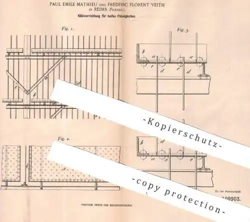 original Patent - Paul Emile Mathieu , Frédéric Florent Veith , Reims , Frankreich 1899 , Kühlung f. heiße Flüssigkeiten