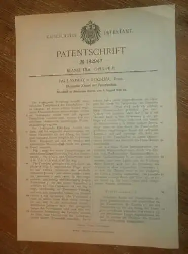 original Patent -  Paul Ssiway in Kochma / Iwanowo , 9.08.1904 , Dampfkessel , Dampfmaschine , Russland !!