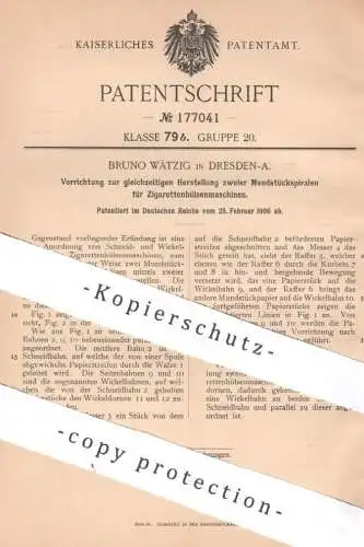 original Patent - Bruno Wätzig , Dresden , 1906 , Mundstücke für Zigarettenhülsenmaschinen | Zigarette , Tabak