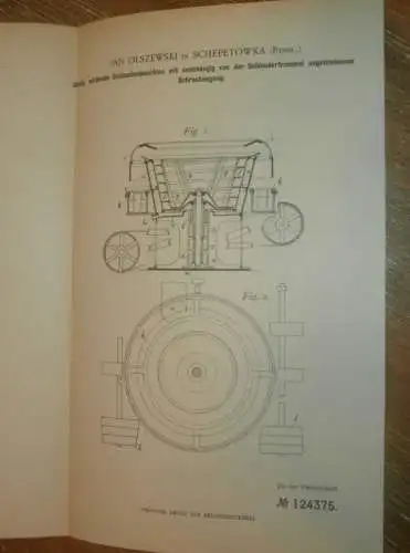 original Patent - Jan Olszewski in Schepetowka / Schillkojen , 7.06.1900 , Kaliningrad , Schleudermaschine , Russland !!