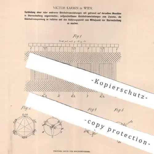 original Patent - Victor Karmin , Wien , Österreich , 1900 , Gleichstromwicklung | Strom , Elektrik , Stromwender