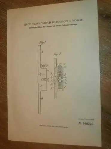 original Patent - Sergei Belloussoff in Moskau , 5.08.1902 , Schärfapparat für Sensen , Sense , Russland !!!