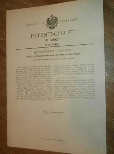 original Patent - Nicolai Petroff in Moskau , 19.01.1900 , Milch-Schleudertrommel , Molkerei , Milch , Russland !!!