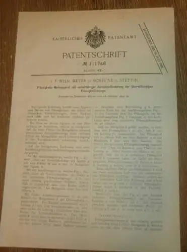 original Patent - Wilhelm Meyer in Scheune b. Stettin , 28.10.1899 , Messapparat für Verkauf !!!