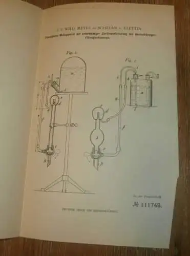 original Patent - Wilhelm Meyer in Scheune b. Stettin , 28.10.1899 , Messapparat für Verkauf !!!