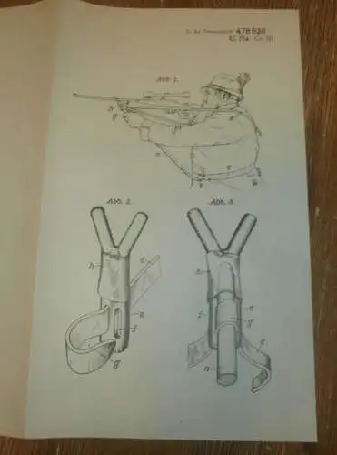 original Patent - Julius Prütz in Ahrensberg b. Wesenberg i. Mecklenburg , 23.02.1928 , Zielstütze , Jäger , Jagd  !!