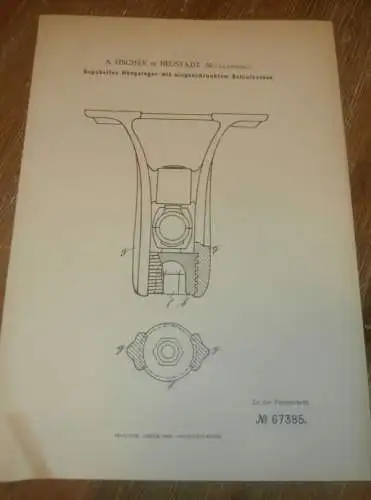 original Patent - A. Fischer in Neustadt i. Mecklenburg , 05.08.1892 , Hängelager , Lager , Maschinenbau !!