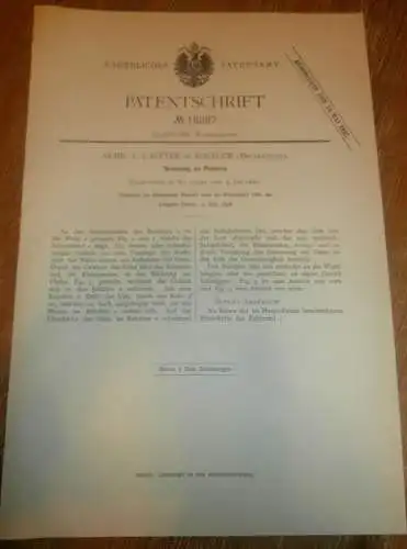 original Patent - Aemil F.J. Ritter in Rostock i. Mecklenburg , 24.11.1881 , Pissoirs , Toilette , WC , Sanitär !!