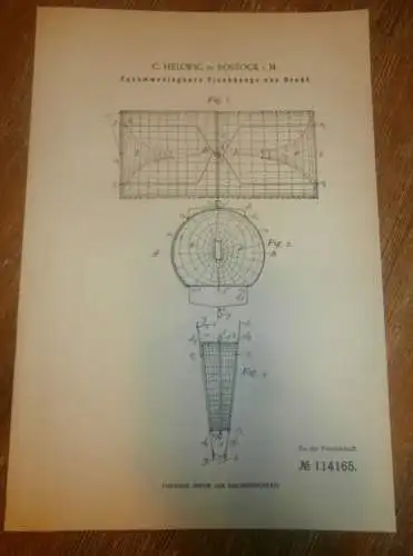 original Patent - C. Hellwig in Rostock i. Mecklenburg , 30.12.1899 , Fischbunge , Fischerei , Fischer , Fischfang  !!