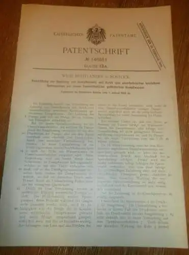 original Patent - Wilhelm Breitländer in Rostock i. Mecklenburg , 7.01.1903 , Apparat für Dampfmaschine !!