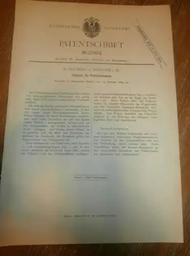 original Patent - R. Dolberg in Rostock i. Mecklenburg , 14.02.1884 , Paßjoch für Feldbahn , Eisenbahn !!