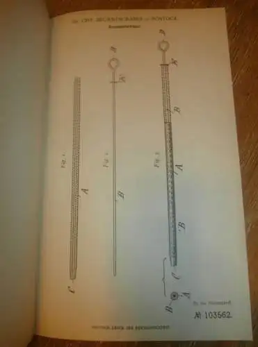 original Patent - Dr. Chr. Brunnengräber in Rostock i. Mecklenburg , 25.11.1897 , Arzneiträger für Harnröhre , Arzt !!