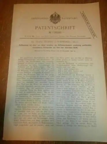 original Patent - Dr. Franz Fickert in Schwerin i. Mecklenburg , 26.11.1898 , Hufbeschlag für Pferde , Hufeisen !!