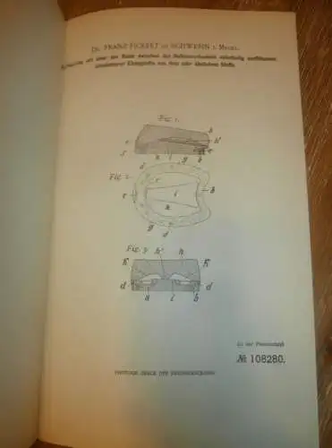 original Patent - Dr. Franz Fickert in Schwerin i. Mecklenburg , 26.11.1898 , Hufbeschlag für Pferde , Hufeisen !!