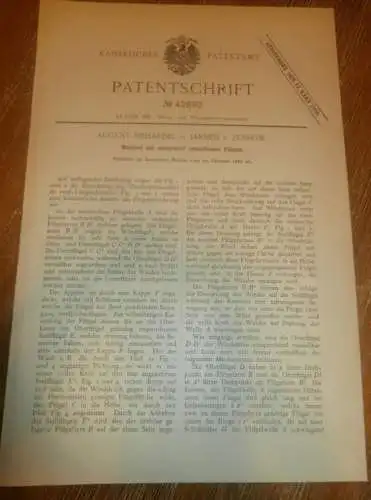 original Patent - August Mehardel in Jarmen b. Züssow i. Mecklenburg , 22.02.1887 , Windrad , Windmühle  !!