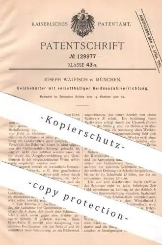 original Patent - Joseph Walfisch , München , 1900 , Geldbehälter mit Geldauszahlung | Geld , Münzen , Geldautomat