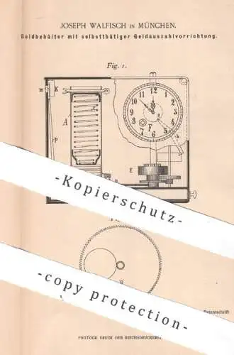 original Patent - Joseph Walfisch , München , 1900 , Geldbehälter mit Geldauszahlung | Geld , Münzen , Geldautomat