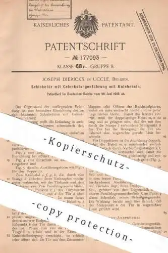 original Patent - Joseph Dierickx , Uccle , Belgien , 1905 , Schiebetür mit Gelenkstangenführung | Tür Türen , Doppeltür