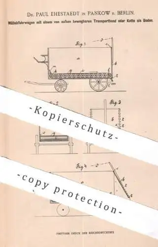 original Patent - Dr. Paul Ehestaedt , Berlin / Pankow , 1900 , Müllabfuhrwagen | Müllwagen , Müll , Kippwagen , Wagen