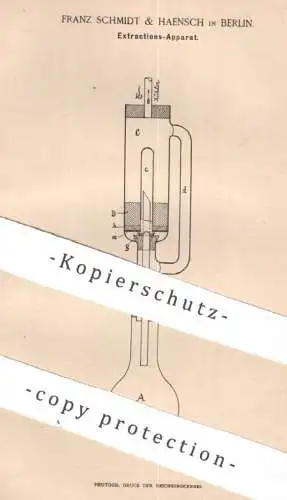 original Patent - Franz Schmidt & Haensch , Berlin , 1887 , Extraktions-Apparat | Extraktion , Kühler , Chemie , Kühlung