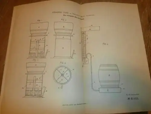 original Patent - Johannes Tabel in Vellahn i. Mecklenburg , 24.10.1894 , Meßapparat , Schankwirtschaft !!