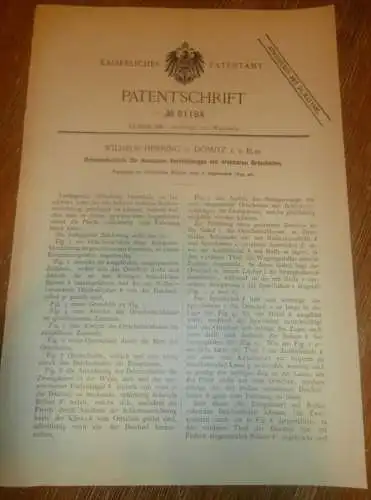 original Patent - Wilhelm Henning in Dömitz i. Mecklenburg , 8.09.1894 , Schloss für Kutschen , Einspänner !!