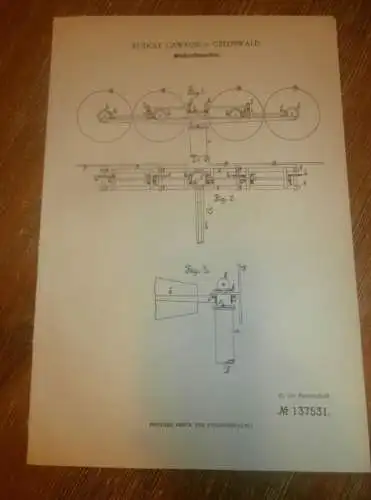 original Patent - Rudolf Gawron in Greifswald i. Mecklenburg , 5.06.1901 , Windkraftmaschine , Windrad !!