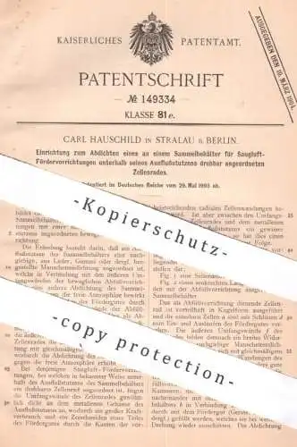 original Patent - Carl Hauschild Stralau / Berlin | 1903 | Sammelbehälter Abdichten | Dichtung , Behälter , Manschetten