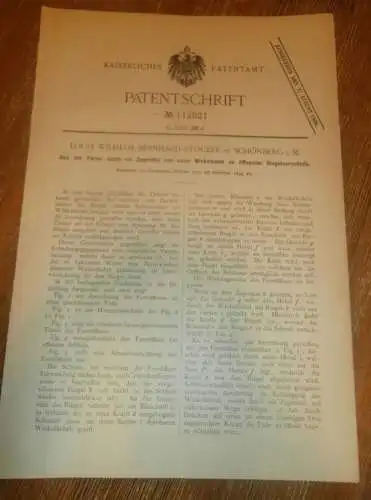 original Patent - Louis Wilhelm Stöcker in Schönberg i. Mecklenburg , 28.10.1899 , Öffner für Türen , Fensterbau !!!