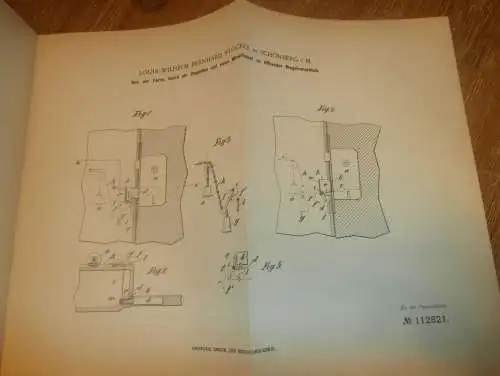 original Patent - Louis Wilhelm Stöcker in Schönberg i. Mecklenburg , 28.10.1899 , Öffner für Türen , Fensterbau !!!