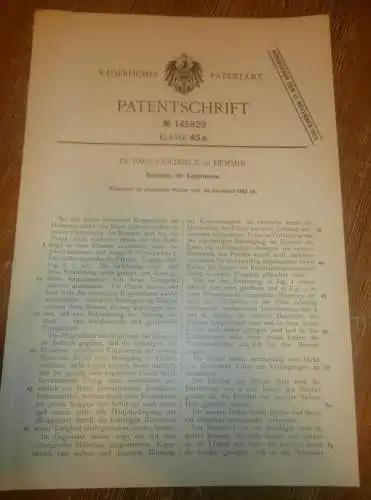 original Patent - Dr. Paul Goldbeck in Demmin i. Mecklenburg , 23.12.1902 , Halseisen für Pferde !!!