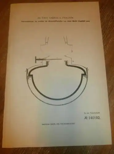 original Patent - Dr. Paul Sabban i. Mecklenburg , 8.04.1902 , Petroleumlampe , Lampe , Petroleum !!!