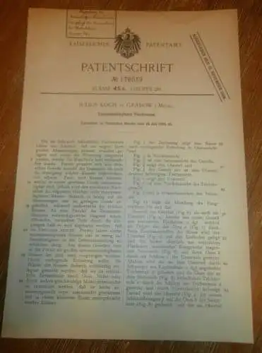 original Patent - Julius Koch in Grabow i. Mecklenburg , 19.07.1905 , Reuse für Fische , Fischerei , Fischer !!!