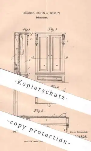 original Patent - Morris Cohn , Berlin , 1901 , Schrankbett | Bett u. Schrank | Betten , Möbel , Möbelbauer , Holzbett !