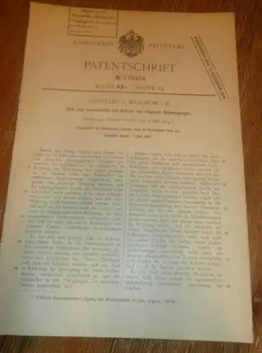 original Patent - J. Böckler in Malchow i. Mecklenburg , 16.11.1905 , Sieb für Körner !!!