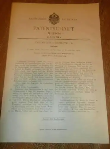 original Patent - Carl Walter in Malchow i. Mecklenburg , 4.02.1902 , Zugregler , Feuerung !!