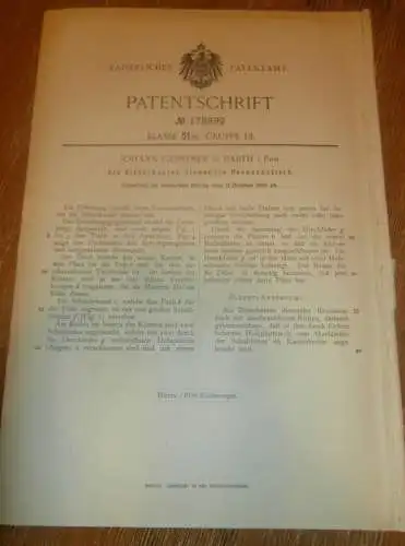 original Patent - Johann Gerstner in Barth i. Mecklenburg , 11.10.1905 , Zither - Kasten , Instrument , Musik !!!