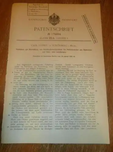 original Patent - Carl Ludwig in Schönberg i. Mecklenburg ,  26.01.1904 , Schellack für Politur , Reinigung !!!