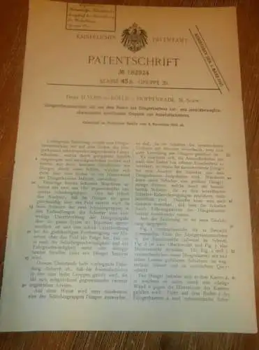 original Patent - H. Voss in Hoppenrade i. Mecklenburg , 8.11.1905 , Dünger-Streumaschine , Agrar , Bauer , Landwirt !!!