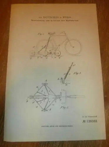 original Patent - von Trützschler in Wismar i. Mecklenburg , 11.04.1902 , Apparat für Fahrrad !!!