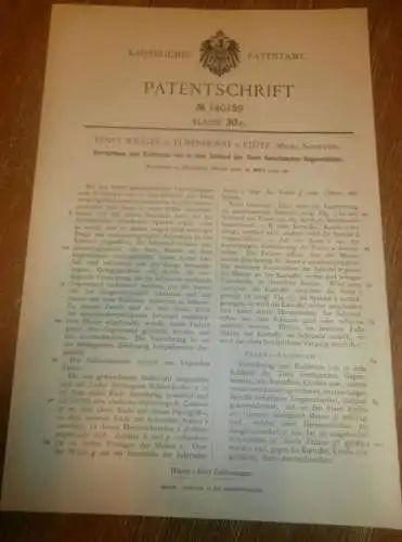 original Patent - Ernst Wigger in Elmenhorst b. Klütz i. Mecklenburg , 16.03.1902 , Apparat für Tierarzt , Landwirt !!!