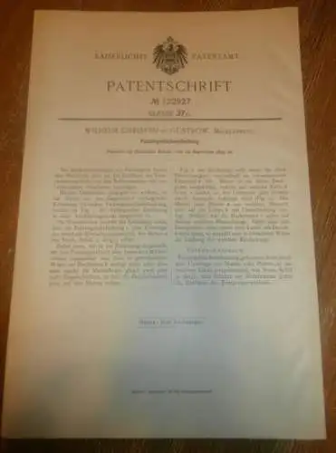 original Patent - Wilhelm Christen in Güstrow i. Mecklenburg ,19.09.1899 , Falz-Ziegel Deckung , Dach , Dachdecker !!!