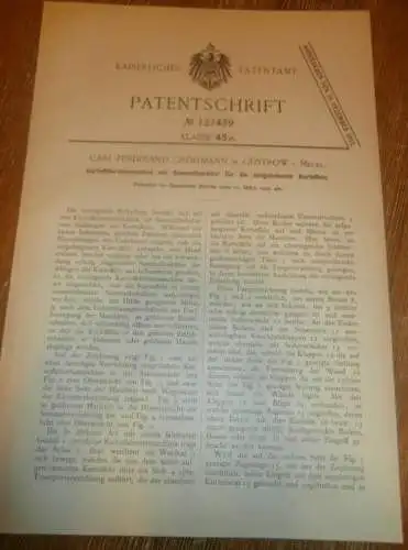 original Patent - Carl Ferdinand Grohmann in Güstrow i. Mecklenburg , 20.03.1901 , Kartoffel-Erntemaschine , Agrar !