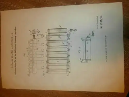 original Patent - Hermann Krandt in Rostock i. Mecklenburg , 15.12.1900 , Trockner für Papier , Druckerei , Druck !!!