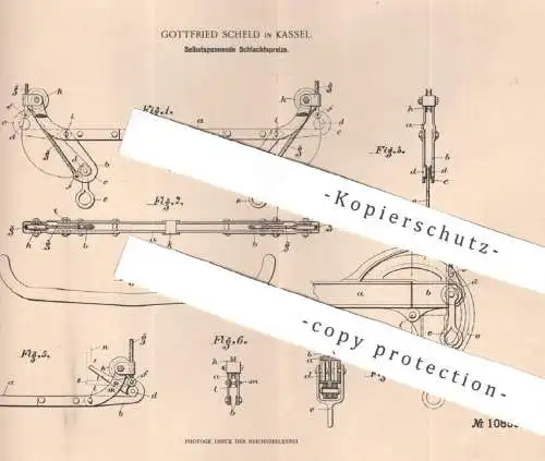 original Patent - Gottfried Scheld , Kassel , 1897 , Selbstspannende Schlachtspreize | Spreize | Schlachter , Fleischer