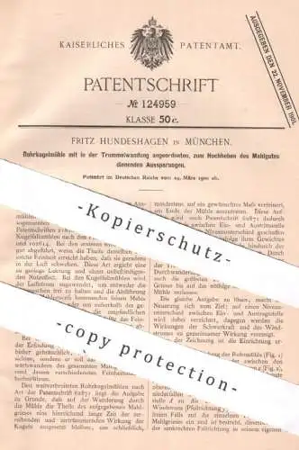 original Patent - Fritz Hundeshagen , München , 1900 , Rohrkugelmühle | Mühle , Mühlen , Mahlen , Mehl , Müller !