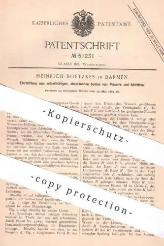 original Patent - Heinrich Boetzkes , Barmen , 1889 , Spülen von Pissoirs | Pissoirs | WC Toilette , Spülung , Klempner