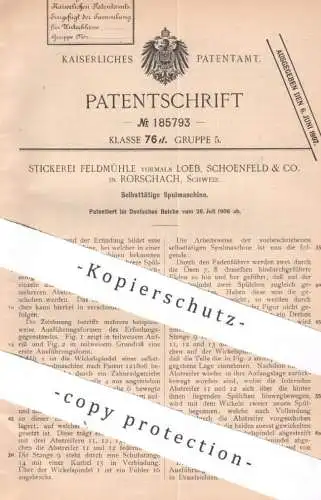 original Patent - Stickerei Feldmühle | Loeb , Schoenfeld & Co. Rorschach Schweiz | 1906 | Spulmaschine | Spule Spindel