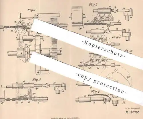 original Patent - Stickerei Feldmühle | Loeb , Schoenfeld & Co. Rorschach Schweiz | 1906 | Spulmaschine | Spule Spindel